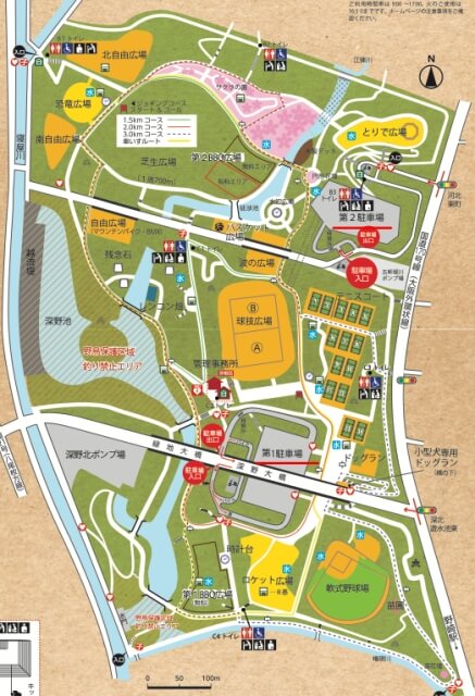 深北緑地の地図・駐車場の場所