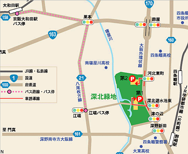 深北緑地のアクセス・駐車場マップ