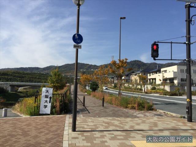 「彩都なないろ公園」に向かう道路