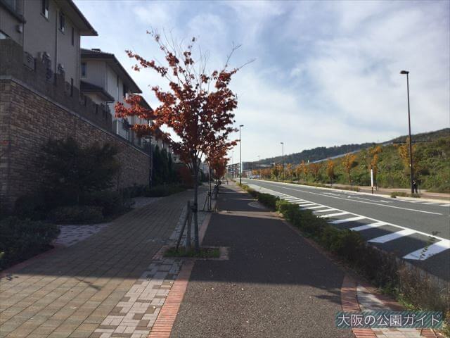 「彩都なないろ公園」へ向かう道、車の場合