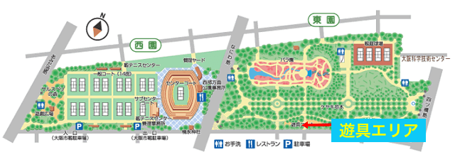 靭公園内マップ（遊具エリアを追加）